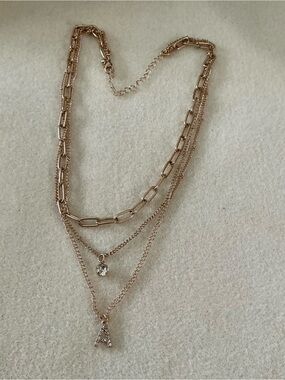 Layered Rose Gold Initial 'A' Pendant Necklace, 23”